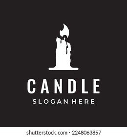 Simple burning luxury candlelight logo design with isolated background.Template for business, sign, company.