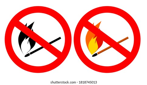 Simple burning match icon. Black and white, color version.