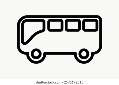 Simple bus icon with bold lines. Bus icon features four windows. Bold lines define the bus shape. Minimalist bus icon design. Simple icon vector element.