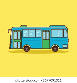Ilustración vectorial de autobús simple. Transporte Icon Concept Vector aislado. Estilo plano de la historieta Conveniente para la cubierta, página, Anuncio, volante, etiqueta engomada, tarjeta, Educación
