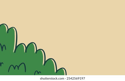 simple bush background. cartoon ilustration of foliage. colorful children illustration.