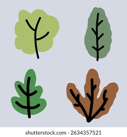 Conjunto de elementos de vetor de design de arbustos simples
