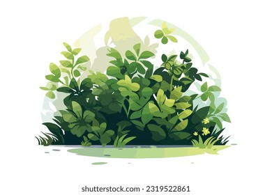 Simple bushes and grass Flat Vector