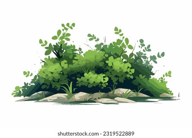 Simple bushes and grass Flat Vector