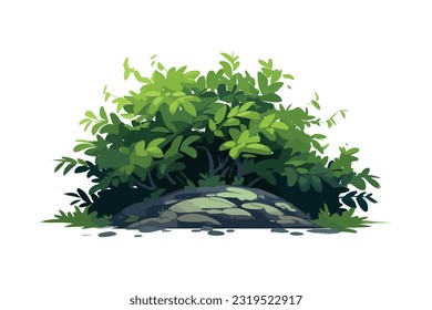 Simple bushes and grass Flat Vector