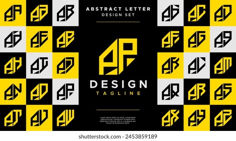 Simple business abstract letter P PP logo design set