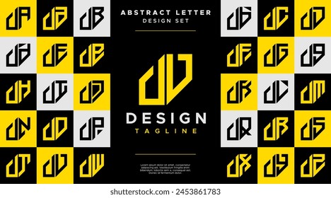 Simple business abstract letter U UU logo design set