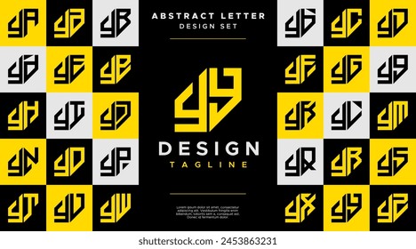 Simple business abstract letter Y YY logo design set