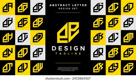 Simple business abstract lowercase letter E EE logo design set