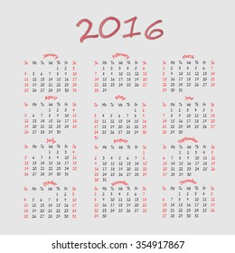 simple business calendar 2016 vector