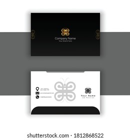 simple business card in black and gold color  schemes free vector