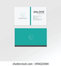 simple business card design template white cyan for company