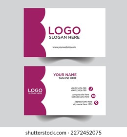 Plantilla de diseño simple de tarjetas de visita con violeta roja y blanco