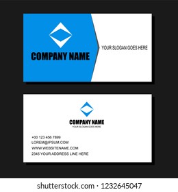 Simple Business Card Flat Design With Blue and White Colors