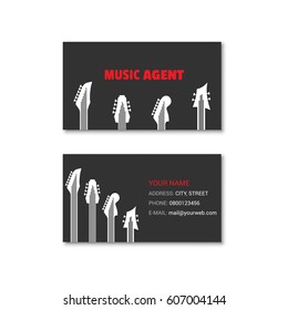 Simple business card of music agent. Vector illustration isolated on a white background.