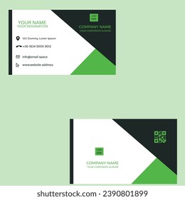 Simple Business Card on Green and White 