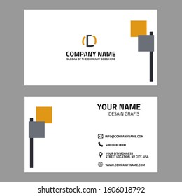 Simple business card. Square and lines element