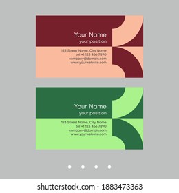 Simple business card template. Abstract geometric style and two attractive color schemes - just add personal data.