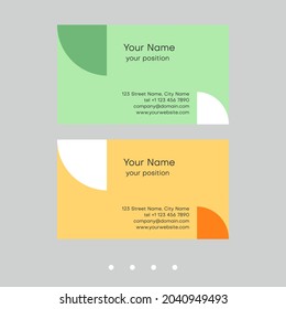 Simple business card template. Abstract geometric style and two attractive color schemes - just add personal data.