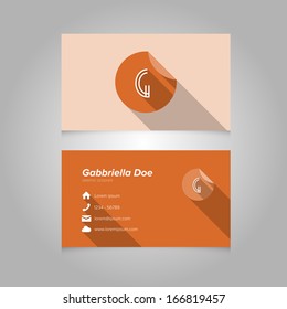 Simple Business Card Template with Alphabet Letter G - Flat Design - Vector Illustration - Editable Template
