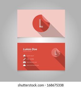 Simple Business Card Template with Alphabet Letter L - Flat Design - Vector Illustration