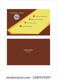 Simple business card template, bright brown and yellow color.