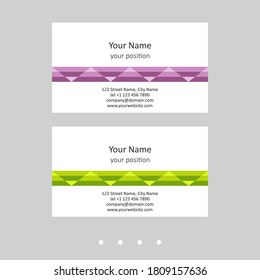 Simple business card template. Retro geometric style and two attractive color schemes - just add personal data.