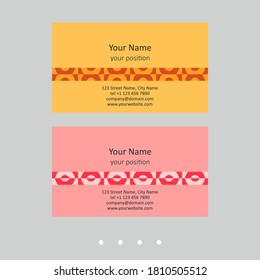 Simple business card template. Retro geometric style and two attractive color schemes - just add personal data.