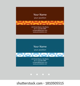 Simple business card template. Retro geometric style and two attractive color schemes - just add personal data.