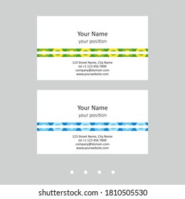 Simple business card template. Retro geometric style and two attractive color schemes - just add personal data.