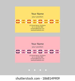 Simple business card template. Retro geometric style and two attractive color schemes - just add personal data.