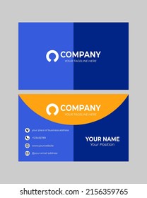 Simple business card template vector, name card, on dark blue and orange background