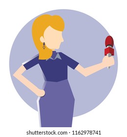 Simple Business cartoon icon of female reporter