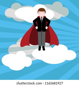 Simple business cartoon iillustration of Businessman hero 3