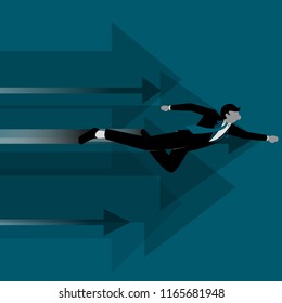 Simple business cartoon iillustration of Businessman as saviour go forward