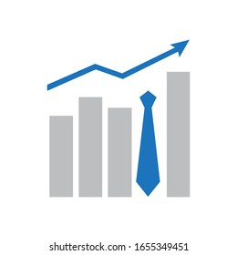 simple business chart and blue neck tie, vector