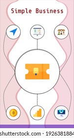plantilla infográfica simple editable por negocios con iconos de presentación, navegación, entrada, software, escaleras, casa, bitcoin
