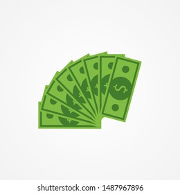 Simple Business Flat Vector of Cash Money Icon Design Template. Financial Background with US Money Vector Image. Colorful Paper Money Vector Illustration.