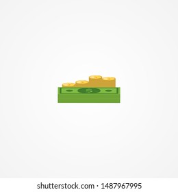Simple Business Flat Vector of Cash Money Icon Design Template. Financial Background with US Money Vector Image. Colorful Paper Money Vector Illustration.