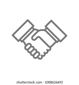Simple business handshake and contract agreement line icon. Symbol and sign vector illustration design. Isolated on white background