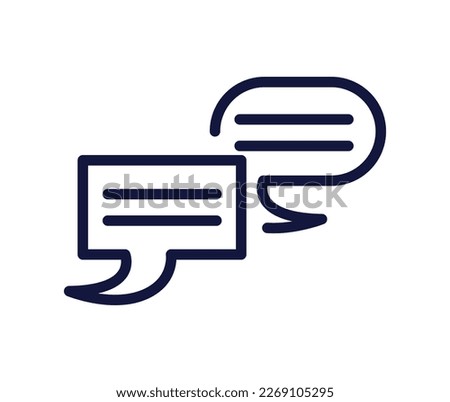 Simple business icon. Communication, dialogue, conversation or talk. Speech bubbles as symbol of negotiations. Cartoon linear vector illustration isolated on white background