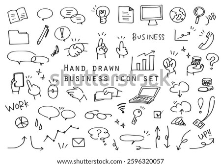 Simple business icon set with line drawing