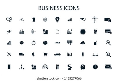 Simple business icons set for ui, web design. Universal business icons ( scm, iot, technology, production, logistics, marketing ) Vector collection business icons