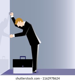 Simple Business Illustration Of A Man Hit Wall Hard Due To His Failure