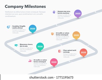 Simple business infographic for company milestones timeline template. Easy to use for your website or presentation.