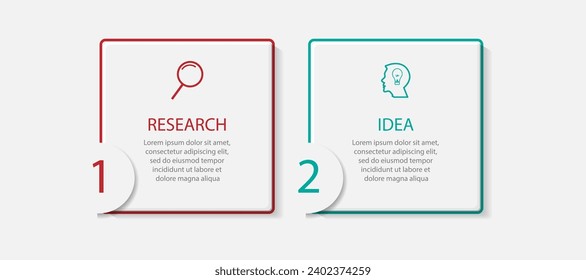 diseño simple de infografía de negocios con líneas delgadas, hay dos partes interconectadas. Excelente para presentaciones de negocios, diagramas de flujo, sus banners