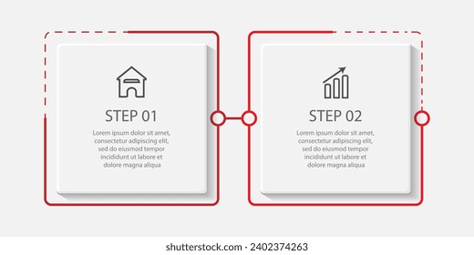 diseño simple de infografía de negocios con líneas delgadas, hay dos partes interconectadas. Excelente para presentaciones de negocios, diagramas de flujo, sus banners