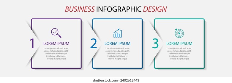 simple business infographic design with thin lines, there are three interconnected parts. Great for business presentations, flow diagrams, your banners