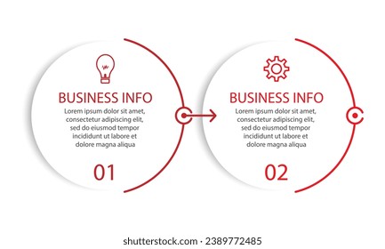 Simple Business Infographic design, vector
template with colorful lines, icons, numbers and
2 choices or steps. Can be used for process diagrams,
presentations, workflow layouts, banners, flowcharts