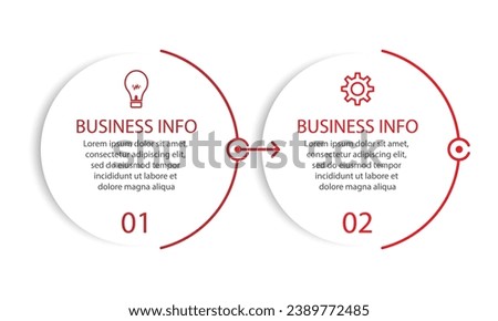 Simple Business Infographic design, vector
template with colorful lines, icons, numbers and
2 choices or steps. Can be used for process diagrams,
presentations, workflow layouts, banners, flowcharts